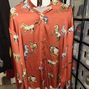 Mazik Terracotta Equestrian Button-Up Shirt